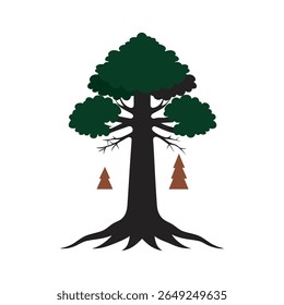 Silueta de concepto de árbol de secuestro de carbono