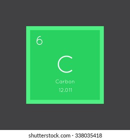 Carbon simple style tile icon. Chemical element of periodic table. Vector illustration EPS8