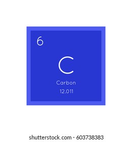 Carbon simple style tile icon. Chemical element of periodic table. Vector illustration EPS8