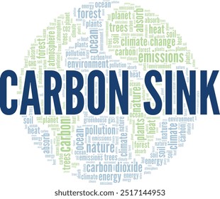 Carbon Sink palavra nuvem conceitual design isolado no fundo branco.