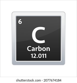 Carbon symbol. Chemical element of the periodic table. Vector stock illustration.