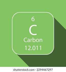 Carbon symbol with long shadow design. Chemical element of the periodic table. Vector illustration.