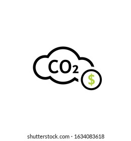 Carbon tax cloud line icon. Clipart image isolated on white background