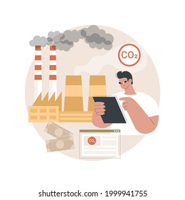 Carbon tax credit abstract concept vector illustration. Greenhouse gas emission, online income tax and benefit return, state law, budget savings, family payment calculator abstract metaphor.