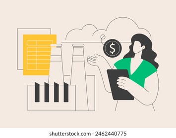 Carbon tax credit abstract concept vector illustration. Greenhouse gas emission, online income tax and benefit return, state law, budget savings, family payment calculator abstract metaphor.