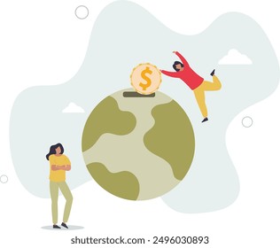 carbon tax, credit and eco investing. Low carbon and environmental responsibility concept.flat design.illustration with people.