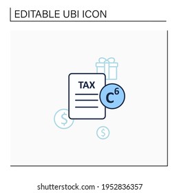 Carbon tax line icon. Tax levied on carbon goods and services. Economically profitable. Declaration. Universal basic income concept. Isolated vector illustration.Editable stroke