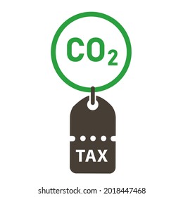 Carbon Tax Price Label Of CO2 Emissions Compensation Icon 