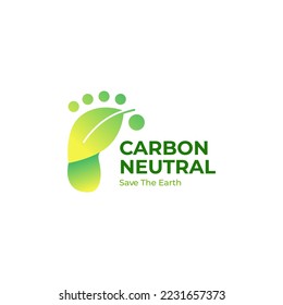 carbon zero logo design. green leaf and neutral emission concept vector template .free air pollution illustration