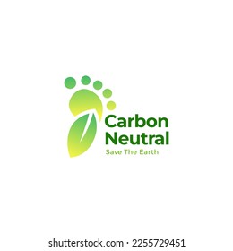 carbon zero logo design. green leaf and neutral emission concept vector template .free air pollution illustration