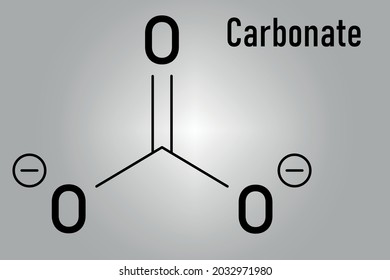 Carbonate anion, chemical structure. Skeletal formula.