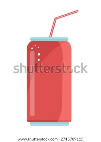 Carbonated drink to go. Flat vector clipart, illustration with isolated background.