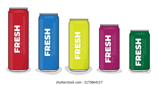 Carbonated drink template design in multicolor and size for soda drink packaging design