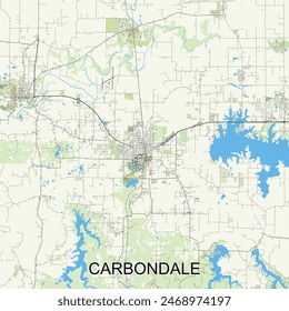 Carbondale, Illinois, United States map poster art