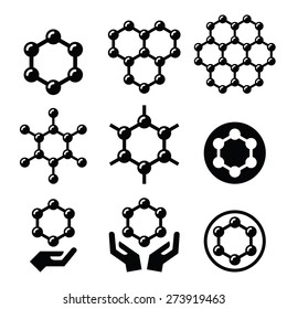 Carbone Graphene Structure Vector Icons Set 