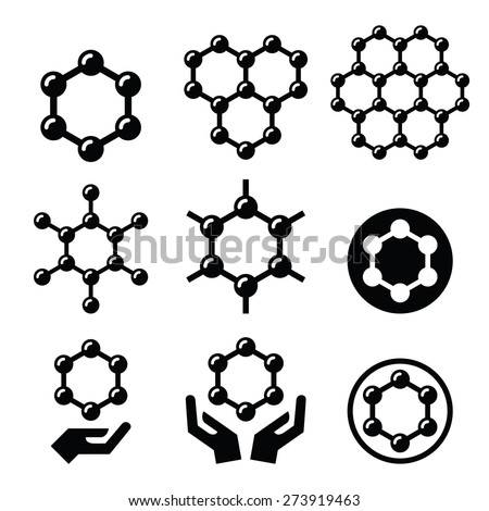 Carbone graphene structure vector icons set 