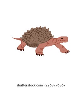 Carbonemys dinosaur turtle cartoon dino character. Prehistoric dinosaur tortoise with tail, prehistoric dino, animal of jurassic period