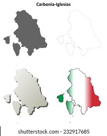 Carbonia-Iglesias blank detailed outline map set 
