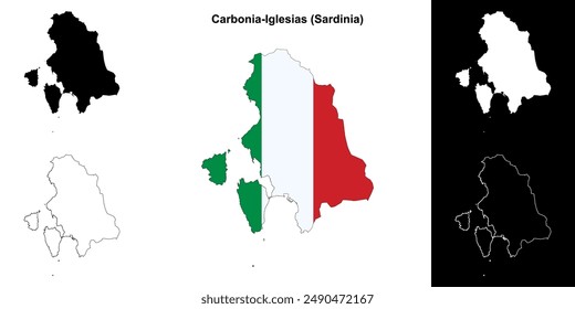 Carbonia-Iglesias province outline map set