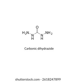 Estructura esquelética de dihidrazida carbónica. Ilustración esquemática del compuesto de hidrazida. Diagrama simple, fórmula química.