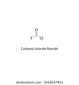 Carbonyl chloride fluoride skeletal structure. Acyl halide compound schematic illustration. Simple diagram, chemical formula.