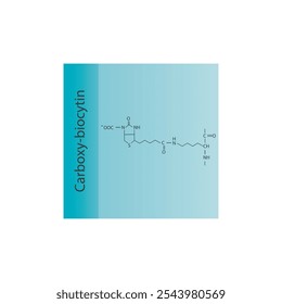 Carboxy-biocytin skeletal structure diagram.Vitamin B7 compound molecule scientific illustration.