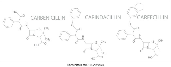 Carboxypenicillins molecular skeletal chemical formula.