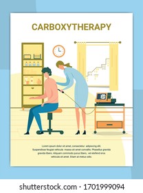 Carboxytherapy or Pneumopuncture Poster. Gas Injection for Spine and Joint Disease Treatment. Woman Doctor with Equipment Doing Medical Procedure in Clinic Flat Cartoon Vector Illustration.