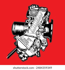 carburator motor racing illustration vector art graphic