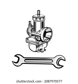 Carburetor, engine oil supply system vector.