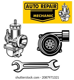 Carburetor and Turbo
engine oil supply system turbo vector.