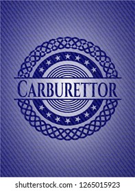 Carburettor emblem with jean background