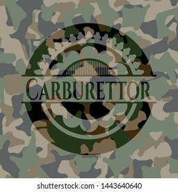 Carburettor on camouflage texture. Vector Illustration. Detailed.