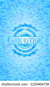 Carburettor sky blue emblem with triangle mosaic background