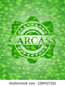 Carcass green emblem with mosaic ecological style background