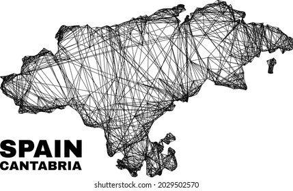 carcass irregular mesh Cantabria Province map. Abstract lines form Cantabria Province map. Wire frame flat net in vector format.