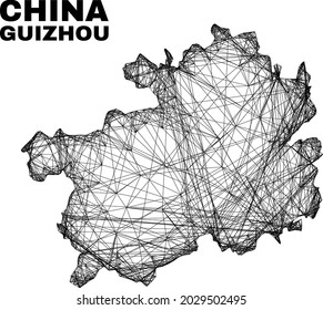 carcass irregular mesh Guizhou Province map. Abstract lines form Guizhou Province map. Wire carcass flat net in vector format.