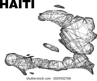 mapa de Haití de malla irregular de la canal. Las líneas abstractas se combinan en el mapa de Haití. Red 2D de canal lineal en formato vectorial. Se crean canales vectores para el mapa de Haití usando líneas al azar.