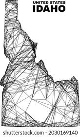 mapa de malla irregular de la canal en el estado de Idaho. Las líneas abstractas se combinan en el mapa del estado de Idaho. Red 2D de canal de cable en formato vectorial.
