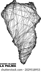 carcass irregular mesh La Palma Island map. Abstract lines are combined into La Palma Island map. Wire carcass flat net in vector format.