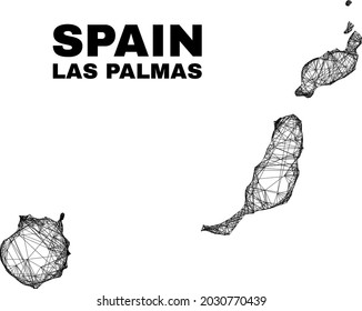 carcass irregular mesh Las Palmas Province map. Abstract lines form Las Palmas Province map. Linear carcass 2D network in vector format.