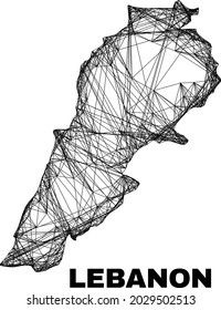 carcass irregular mesh Lebanon map. Abstract lines are combined into Lebanon map. Wire carcass flat network in vector format. Vector model is created for Lebanon map using intersected random lines.