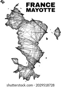 carcass irregular mesh Mayotte Islands map. Abstract lines are combined into Mayotte Islands map. Linear carcass flat network in vector format.