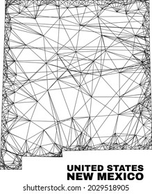 carcass irregular mesh New Mexico State map. Abstract lines are combined into New Mexico State map. Wire frame 2D network in vector format.