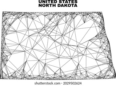 carcass irregular mesh North Dakota State map. Abstract lines form North Dakota State map. Linear carcass flat net in vector format.