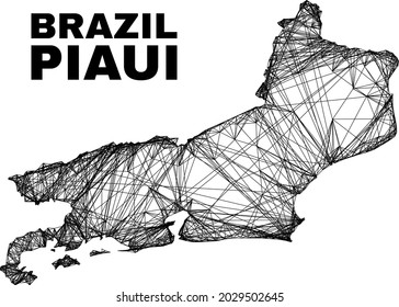 carcass irregular mesh Piaui State map. Abstract lines form Piaui State map. Linear carcass 2D network in vector format. Vector structure is created for Piaui State map using intersected random lines.