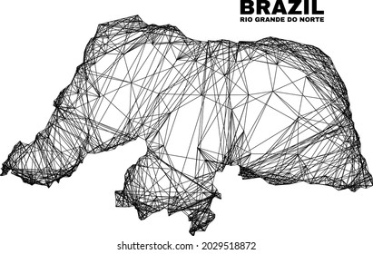 unregelmäßiger Masche des Carcases Rio Grande do Norte State Map. Abstrakte Linien bilden die Landkarte Rio Grande do Norte. Lineares Karkassflachnetz im Vektorformat.