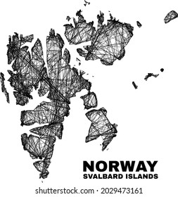 mapa de las islas Svalbard en malla irregular de carcass. Líneas abstractas del mapa de las islas Svalbard. Red 2D de canal lineal en formato vectorial.