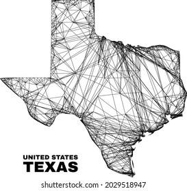 mapa del estado de Texas de malla irregular de la canal. Las líneas abstractas se combinan en el mapa del estado de Texas. Red 2D de canal lineal en formato vectorial.