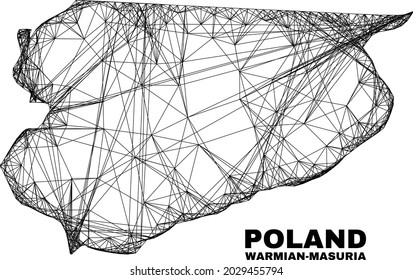 carcass irregular mesh Warmian-Masurian Voivodeship map. Abstract lines form Warmian-Masurian Voivodeship map. Linear carcass flat network in vector format.